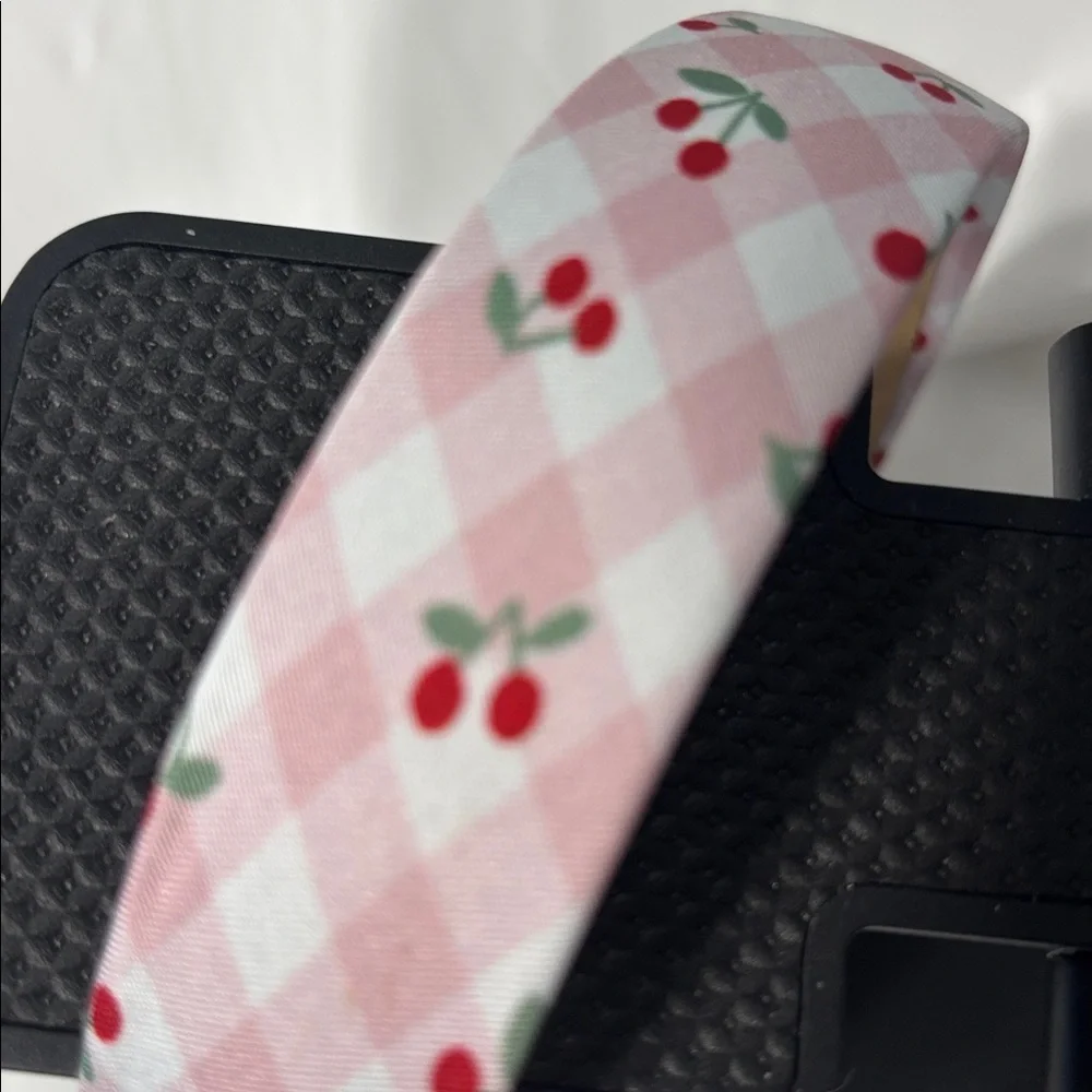 Pink Gingham Cherry Headband